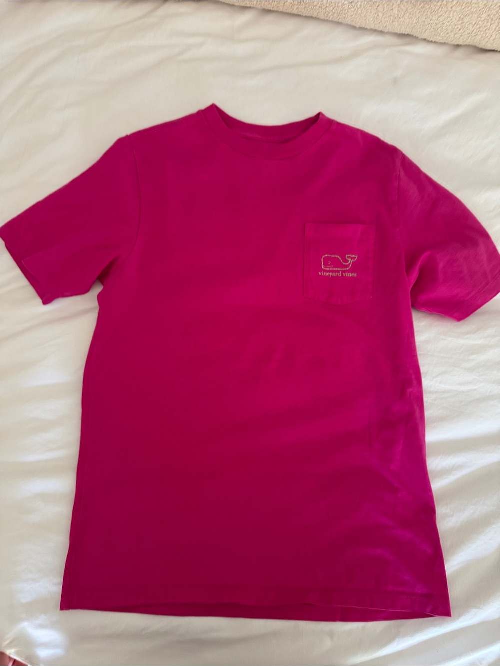 Vineyard Vines Kids Short Sleeve Pocket Tee - Fuchsia and green